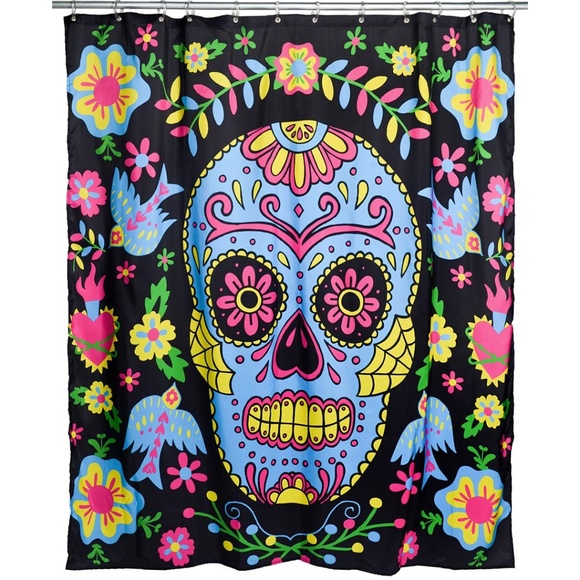 NEW Day of the Dead Darling Shower Curtain Skull Bathroom Dia de Los Muertos - Picture 1 of 1